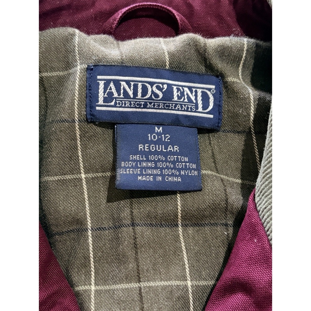 Lands End Barn Coat Womens Medium Brick Chore Jacket Corduroy Collar Plaid Lined - Picture 6 of 12